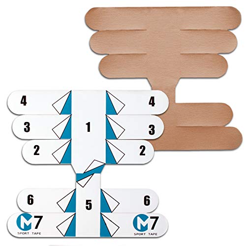 M7 Sport Kinesiology Ankle Tape for Ankle Sprain and Injury Recovery, Kt Tape for Ankle, Pain Relief Therapeutic Tape, Plantar Fasciitis, Waterproof, Eases Swelling (Beige, 4-Pack) - color: Beige