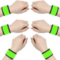 LED Glow Slap Bracelets Light Up Wristbands Flashing Arm Wrist Bands High Visibility Safety Gear Lights for Cycling Walking Running Concert Camping Outdoor Sports, Fits Women Men - color: Green - (6 Pack) - New Packaging, Come With 2 Extra Button Battery