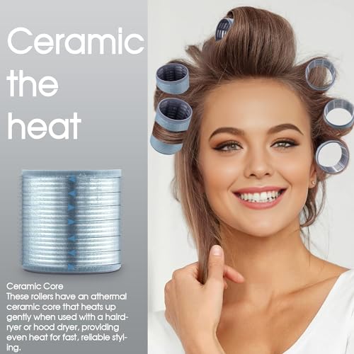 26 pcs Self-Grip Ceramic Thermal Hair Rollers for Women Blowout Look - color: Black