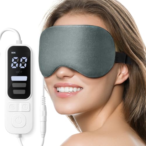 Ezona Heated Eye Mask, Warm Eye Compress Mask for Dry Eyes, Gray - color: Gray