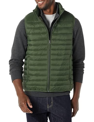 Amazon Essentials Men's Lightweight Water-Resistant Packable Puffer Vest - color: Dark Olive, size: X-Small