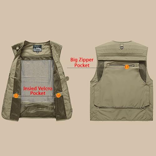 Saukiee Mens Vest Lightweight Vest Men Fishing Travel Work Pesca Safari Combat Hunting Cargo Vest Jacket with Pockets M - color: Black, size: Medium