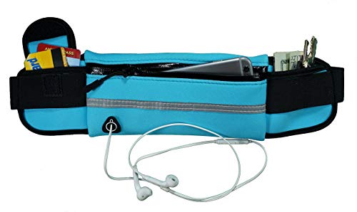 Dimok Running Belt Waist Pack - Water Resistant Runners Belt Fanny Pack for Hiking Fitness – Adjustable Running Pouch for Phones iPhone Android - color: Blue