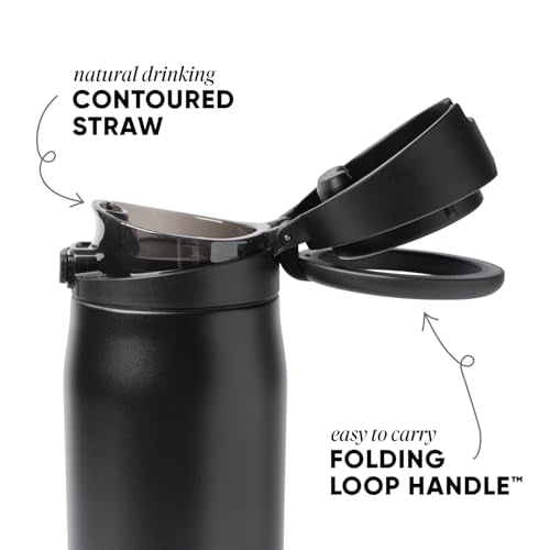 Simple Modern Water Bottle with Straw & Handle | 24oz | Black - color: - Midnight Black, size: 24 Ounces