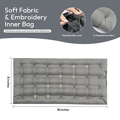 Microwavable Heating Pad with Washable Cover, 8 x 18 Microwave Heating Pad for Neck and Shoulders, Moist Heat Bean Bag Warm Compress for Knee, Joints, Wrist, Abdomen (Dark Gray) - color: 8 X 18" Dark Gray - 1 Pack