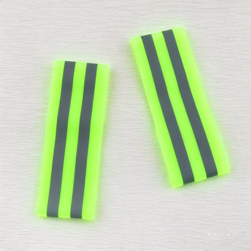 2 Pack Neon Green Reflective Ankle Bands Elastic Reflective Bicycle Pant Clips High Visibility Leg Straps Adjustable Safety Reflective Arm Wristbands for Night Running Cycling Jogging Walking