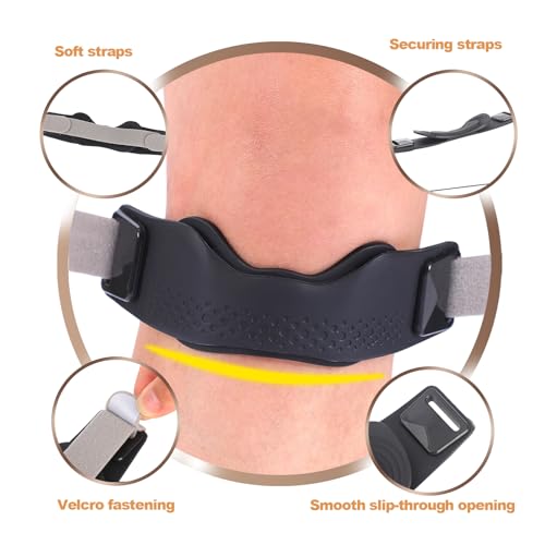 Patella Strap 2-Pack – Silicone Pad Knee Brace for Pain Relief - color: Black