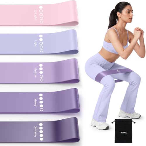 Resistance Bands for Working Out, 5-Pack Loop Exercise Bands for Home Gym - color: Purple
