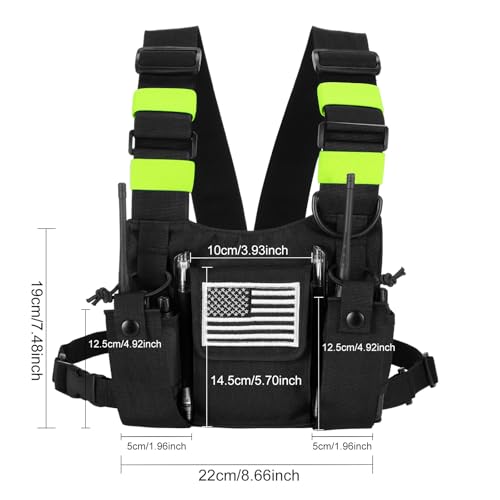 Radio Chest Harness Chest Front Pack Pouch Holster Vest Rig for Two Way Radio Walkie Talkie(Rescue Essentials) - color: Green