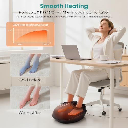 Nekteck Shiatsu Foot Massager with Heat & Air Compression Deep Kneading - color: Black, size: Large