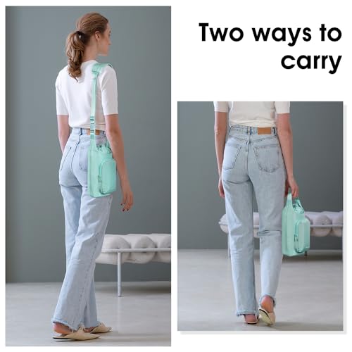 Ceneda Water Bottle Carrier Bag with Phone Pocket 32oz 40oz Tumbler Insulated Water Bottle Holder with Adjustable Shoulder Strap Carrier Sling Bag (Mint Green) - color: Mint Green