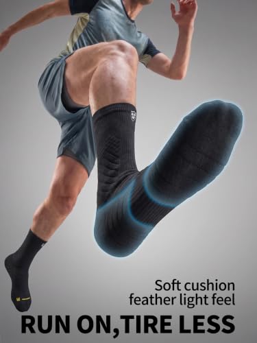 Compression Crew Socks for Men, White Running Socks,15-20 mmHg,3 Pairs - color: 3 Black, size: Large