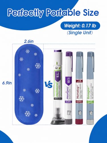 4-Pack Replacement Ice Packs for zepbound Cooler Case, Reusable Long-Lasting Gel Packs for Diabetic Travel Bag, TSA Approved Leak-Proof Cooling Packs for Medication & Pen Carrying Case (Small) - color: Blue