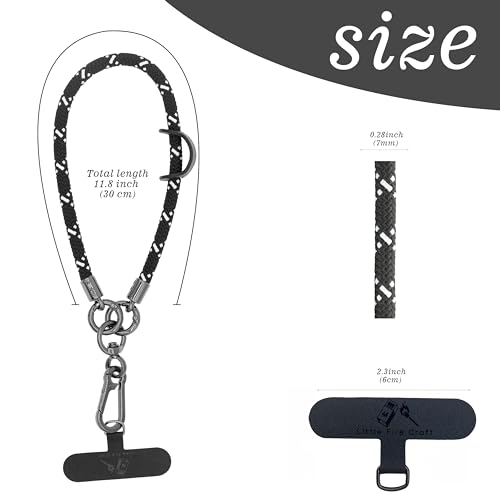 Cell Phone Wrist Strap Phone Lanyard Rope Wrist Lanyard Outdoor Activities - color: White on Black