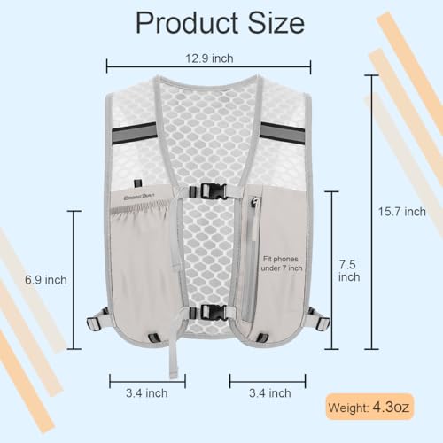 Running Vest Hydration Backpack for Men Women, Lightweight Breathable Hydration Packs, Adjustable Chest Straps Daypack, Reflective Water Running Vest for Marathon, Trail, Hiking, Cycling - color: Grey