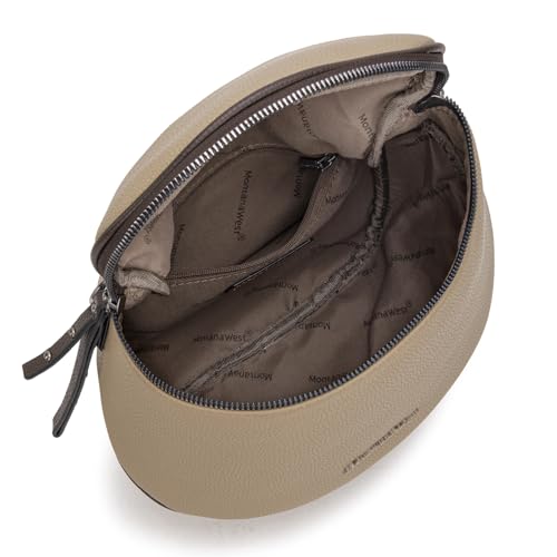 Montana West Crossbody Bag for Women, Vegan Leather Bum Bag with Coin Purse - color: Khaki+coffee