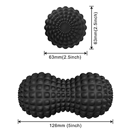 SELEWARE Peanut Massage Ball, Double Lacrosse Roller for Muscle Relief - color: Black