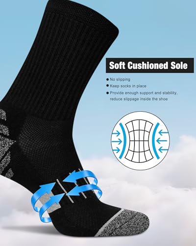 Crew Socks for Women Cushioned Athletic Running Hiking Compression 5 Pairs - color: 5 Pairs Crew Socks, size: 6-8