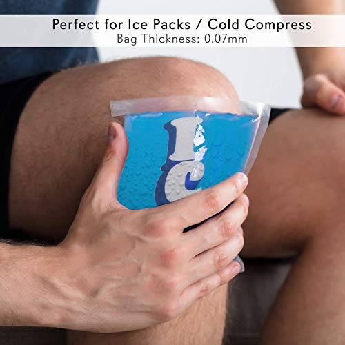 20pcs Ice Bag Cooler Pouches - Reusable and Resealable w/ Ziplock Seals, Holds up to 9lbs Ice Cubes or Food, Used as Cold or Hot Compress - NutriChef