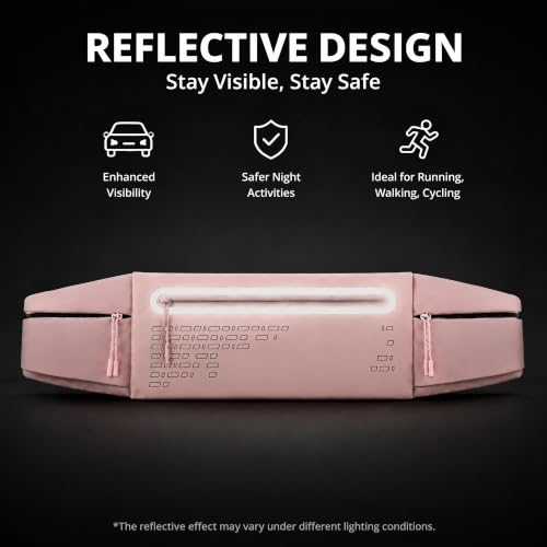 Running Belt Fanny Pack Men Women, Slim No-Bounce Waterproof Phone Holder - color: Pink