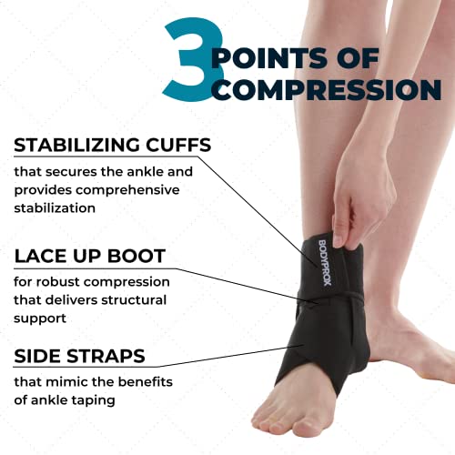 Bodyprox Ankle Brace for Women and Men (Small), Lace Up Ankle Support Brace Stabilizer For Sprained Ankle - size: Small (Pack of 1)