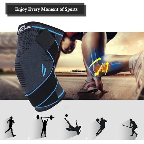 Seitaku Knee Brace for Men Women, Knee Compression Sleeve with Straps - size: Medium