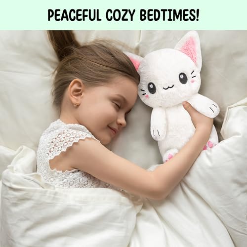 White Cat Microwavable 1.5 lbs Unscented Heating Pad for Women and Kids- Cute Soft Cozy Pillow Plush Heatable Warm Stuffed Animals - Kawaii Hot and Cold Plushie - White Cat Gifts for Girls and Women - color: White Cat