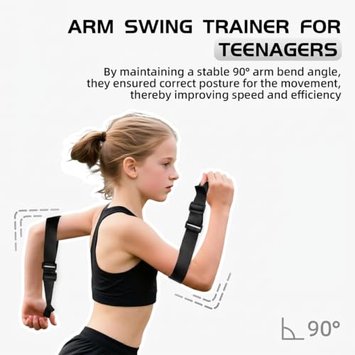 Arm Swing Trainer for Youth, Adjustable Nylon Running Arms position for 90 Degrees - color: Black