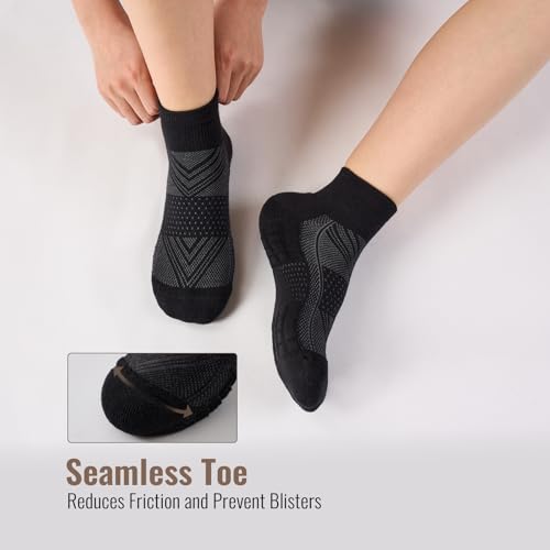 Ankle Socks Women White Black, 6/12 Pairs Running Quarter Socks - color: Black, size: 8-11