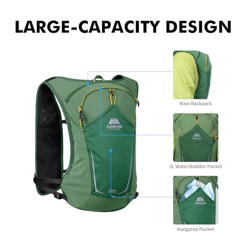 AONIJIE Running Hydration Vest for Women Men 8L Hydration Backpack Hiking - color: Green