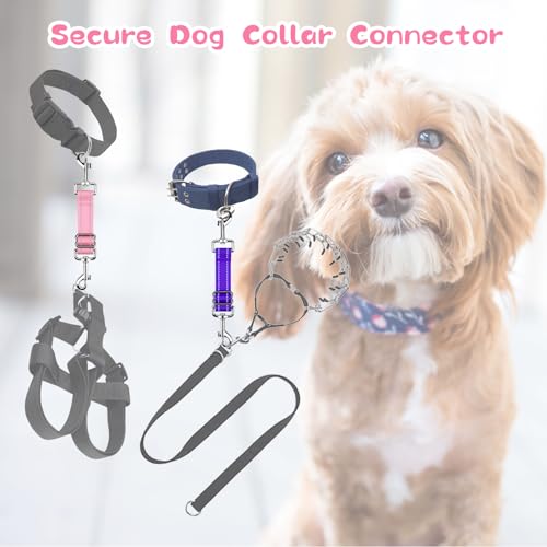 YUEPET Dog Safety Collar Clips 2 Pack Adjustable Prong Collar Backup Clips - color: Pink+Purple