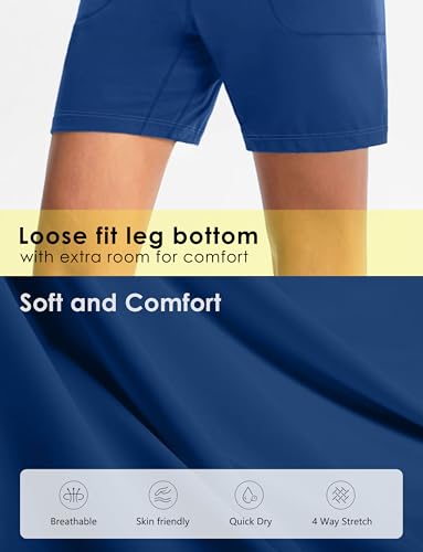 Women's 6"/9" Shorts with Zipper Pocket - color: 6″-blue, size: Large