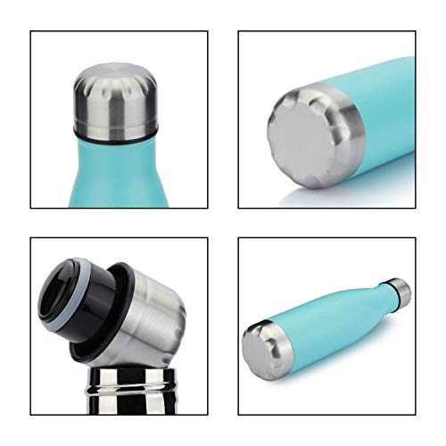 MEWAY 17oz Sport Water Bottle 12 Pack Vacuum Insulated Stainless Steel Leak-Proof Double Wall Cola Shape Water Bottle,Keep Drinks Hot & Cold (Light Blue,12 Pack) - color: Light Blue