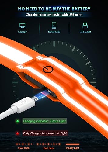 Fokia Kunbio LED Reflective Belt Sash for Walking at Night,Running Safety Gear LED Light Up Running Belt for Runners Walkers - color: Orange