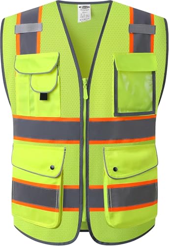 JKSafety Safety Vest for Men Women Reflective Hi Vis JK100 Yellow S - color: 100-yellowt2, size: Small
