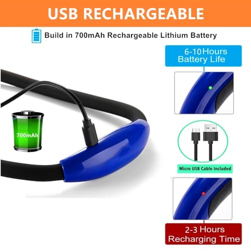 LED Neck Book Light, Reading Light, Rechargeable, Hands Free, 4 Super Bright LED Bulbs, 3 Adjustable Brightness, Best for Reading in Bed, Knitting, Walking, Jogging, Mending