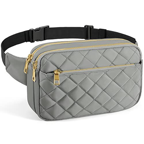 CXWMZY Fashion Fanny Packs for Women & Men, Girls Boys Teens Waist Bag Hip Bum Bag Cute Fanny Pack Casual Bum Bag with Multi-Pockets Adjustable Belts for Disney Traveling Cycling Running (Gray) - color: Gray