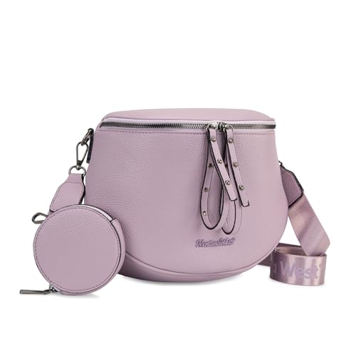 Montana West Crossbody Bag for Women, Vegan Leather Bum Bag with Coin Purse - color: Lavender