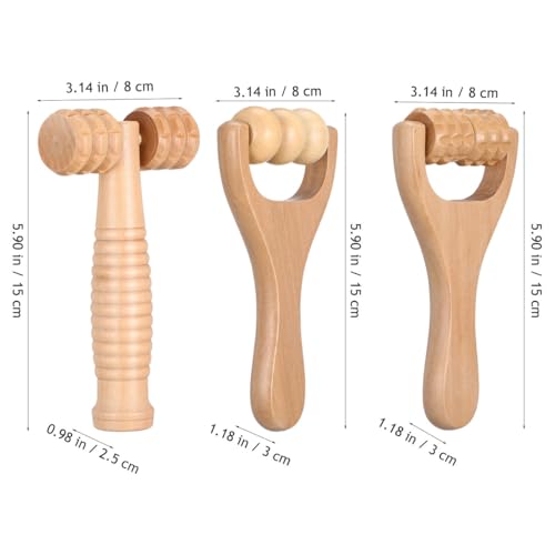 Wooden Foot Massager 3pcs Handheld Massage Roller Portable 5.9