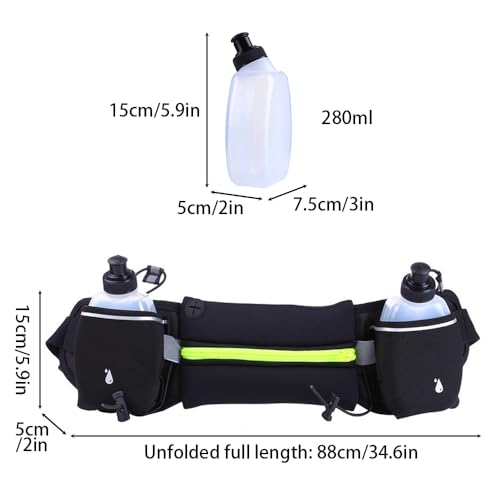 DONGKER Running Waist Bag,Waterproof Waist Pack with 2 Water Bottle Holder & Adjustable Strap & Headphone Hole for Hiking Running Walking Jogging Camping