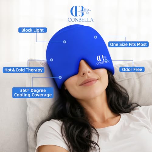 Migraine Relief Cap, Soothing Headache Ice Face Mask Products - color: Blue