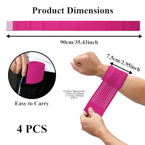 4-Pack Ice Pack Straps,35.5"x3"Elastic Ice Pack Wrap Holder with Hook&Loop - color: Pink