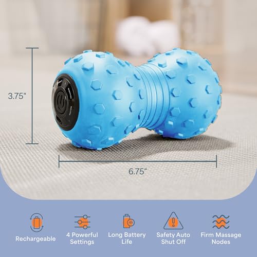 LifePro Velocity Vibrating Peanut Massage Ball with 4-Speed Vibration Modes - color: Blue