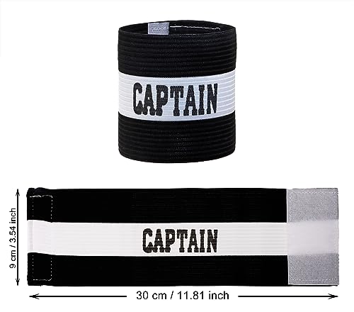 ONLYKXY Captain Armbands 9x30CM/3.54x11.81inch Adjustable Leader Armband for Soccer Basketball Volleyball School Team Competition Coach Players Wrist Arm Bands (Black+White, 1)