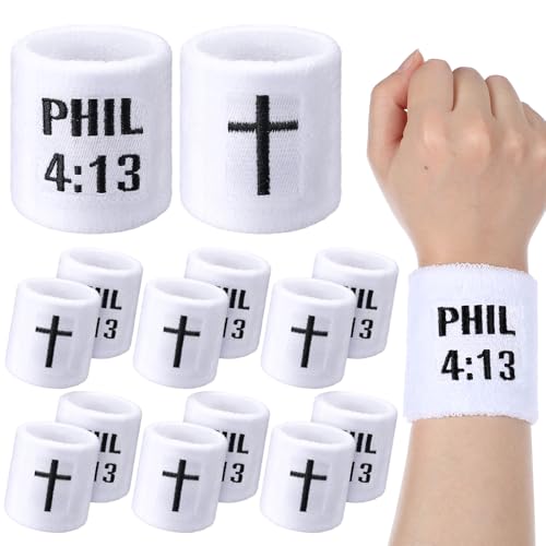Misdary 6 Pair Cross Wristband Baseball Drip Football Accessory - color: White