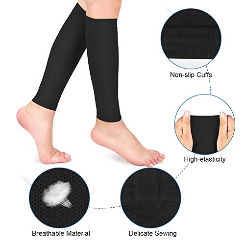 Compression Socks, 20-30mmHg Calf Compression Sleeves, Footless Compressed Socks for Varicose Veins, Shin Splints, Edema Recovery Maternity, Cycling Running Travel, Women & Men - color: Black, size: XL
