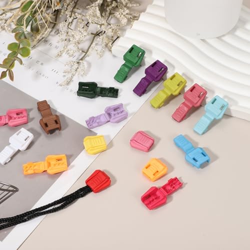 Zipper Pull Cord Lock End Tips, Plastic Shoe Lace End Clips - color: Green