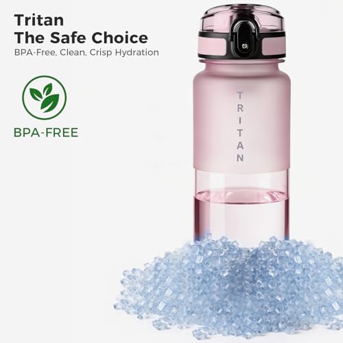32oz Clear Tritan Water Bottle with Chug Lid - color: Pink
