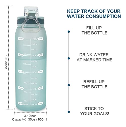 30oz Tritan Water Bottle with Time Marker, 1-Pack, Mint Green - color: Mint Green
