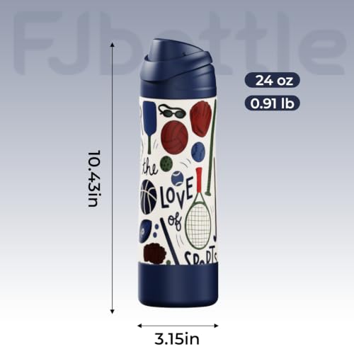 FJbottle Insulated Stainless Steel Sports Water Bottle with Handle - color: PE Class, size: 24 Ounces